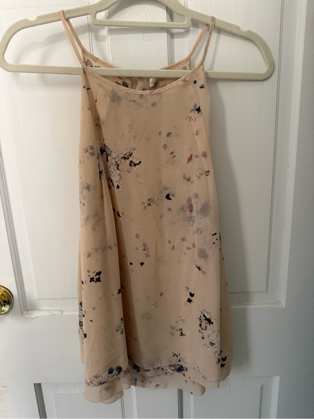 Gentle Fawn Peach Floral Print Spaghetti Strap Dress